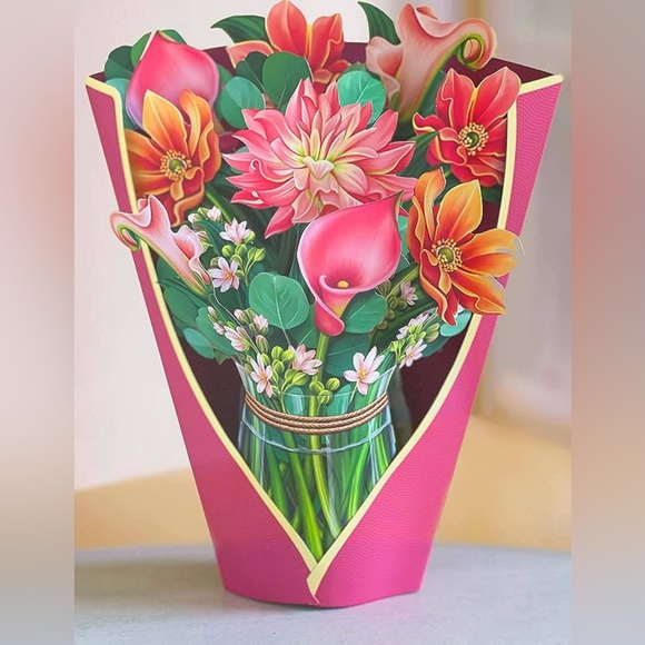 Pop Up Cards 12" Flower Floral Bouquet 3D Popup Greeting Cards w note card New - Picture 9 of 9